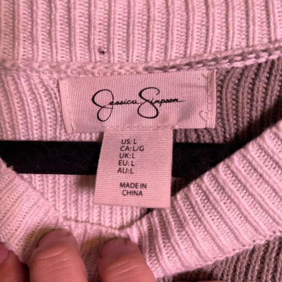 Jessica Simpson Checkerboard Knit Sweater Long Sleeve Crew Neck Women's Large - Picture 6 of 6